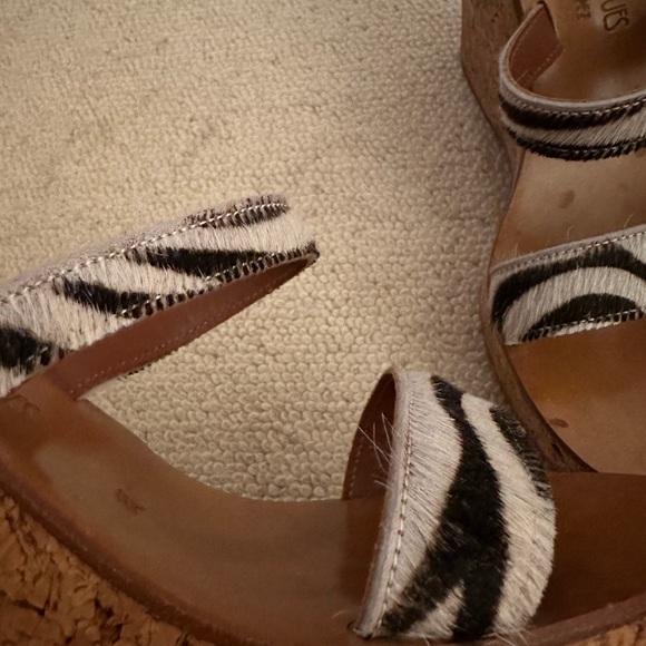 K Jacques St Tropez Zebra double strap cork wedge - Picture 7 of 8
